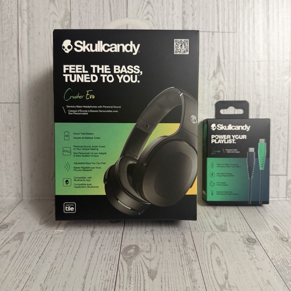 Skullcandy Crusher Evo Wireless Over-Ear Headphone Black NEW SEALED With Charger